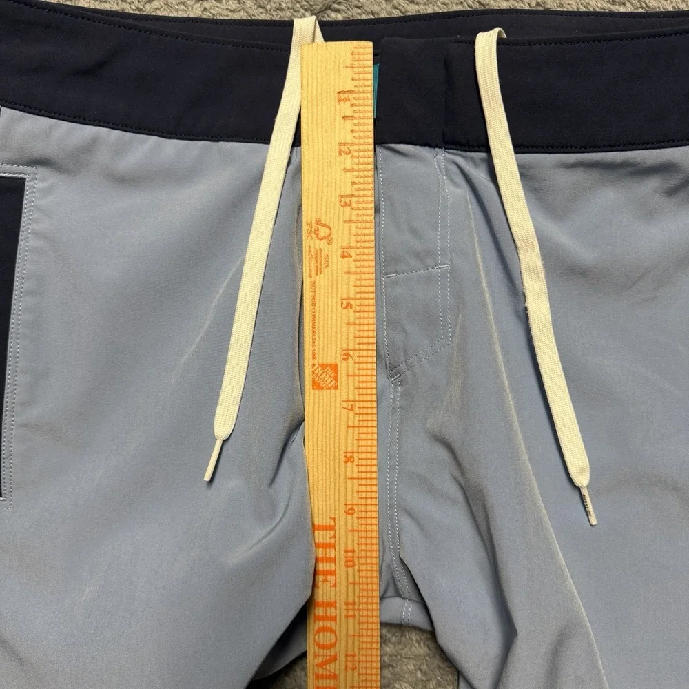 Rhone Point Break Board Shorts Mens‎ 31x7 Blue Mesh Lined Drawstring Zip Pocket